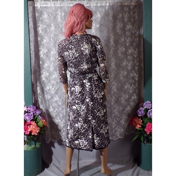 Vintage 60s Dress & Jacket 1960s Black and White Retro Summer Cotton Size Small - Picture 6 of 10